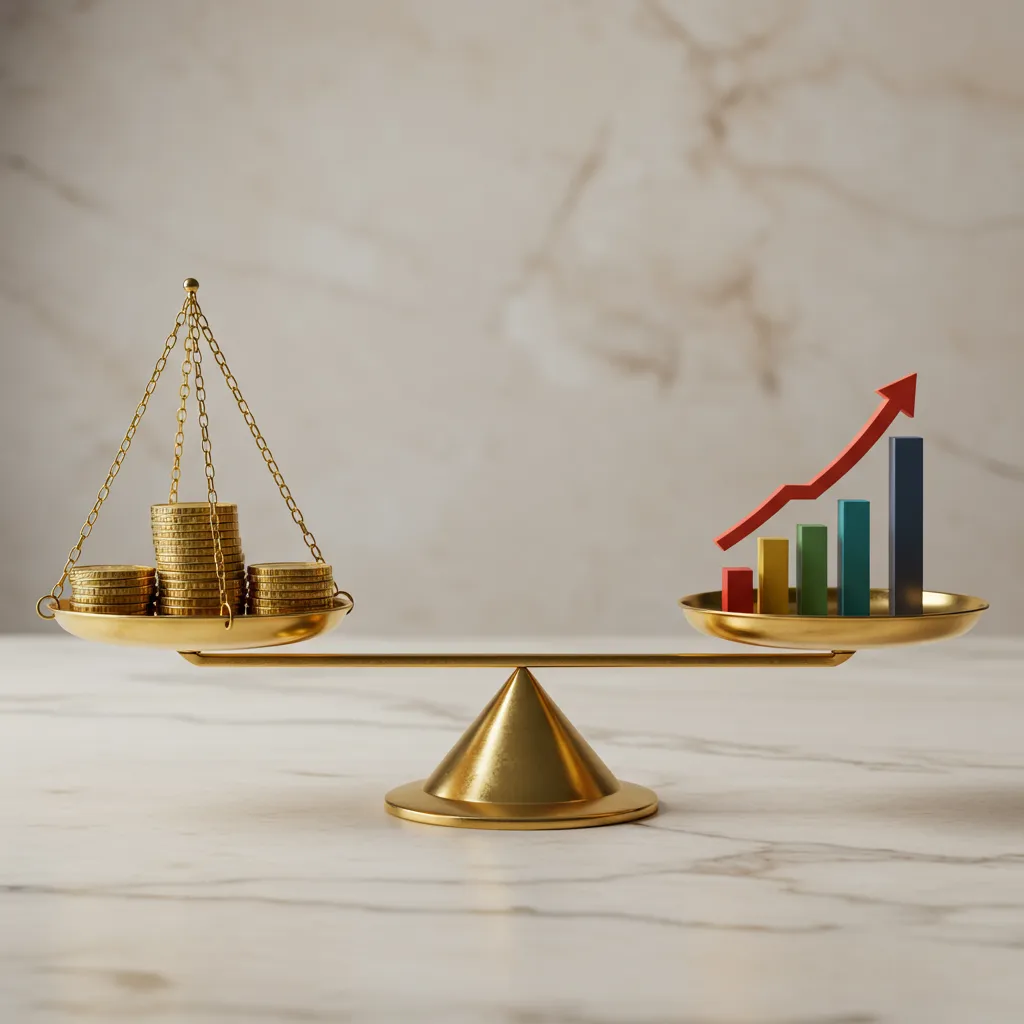 Balance symbolisant le choix entre fonds en euros sécurisé et unités de compte dynamiques dans un contrat d'assurance-vie
