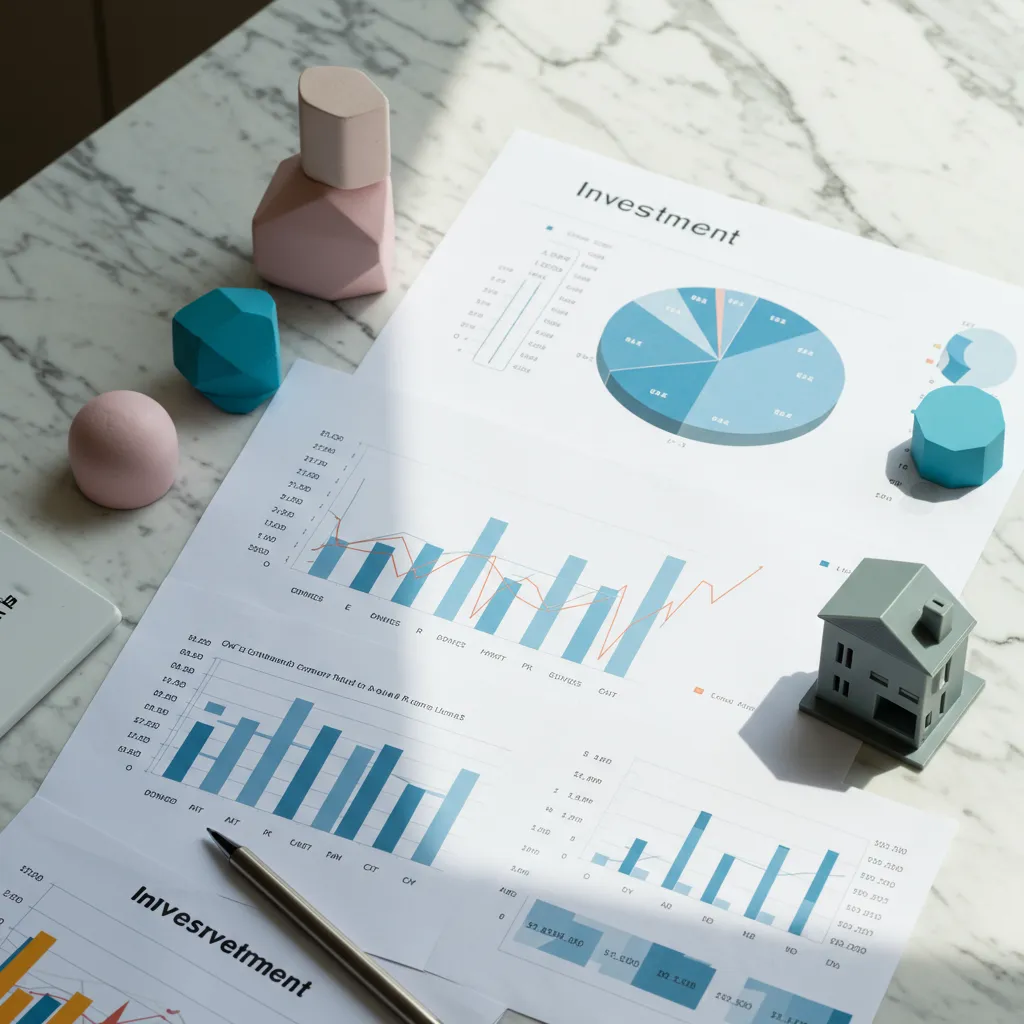 Vue comparative des différentes familles d'unités de compte : ETF, OPCVM, SCPI et private equity représentés par des éléments visuels sur un bureau