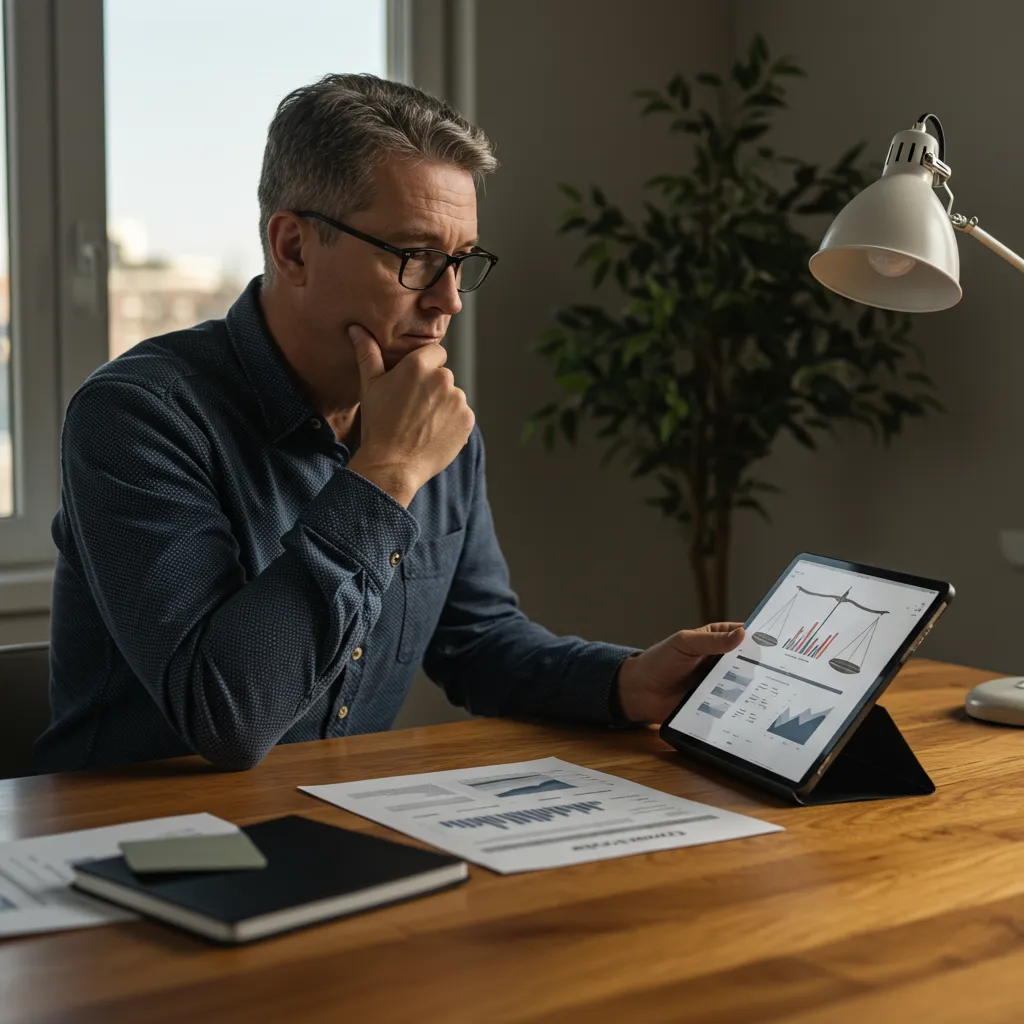 Investisseur analysant les avantages et limites des unités de compte avant de prendre une décision de placement