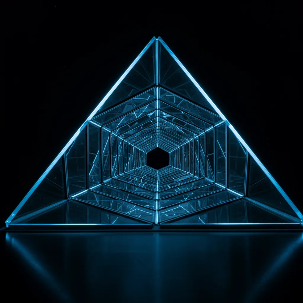 Structure triangulaire en verre symbolisant le triangle de sécurité de l'assurance-vie luxembourgeoise