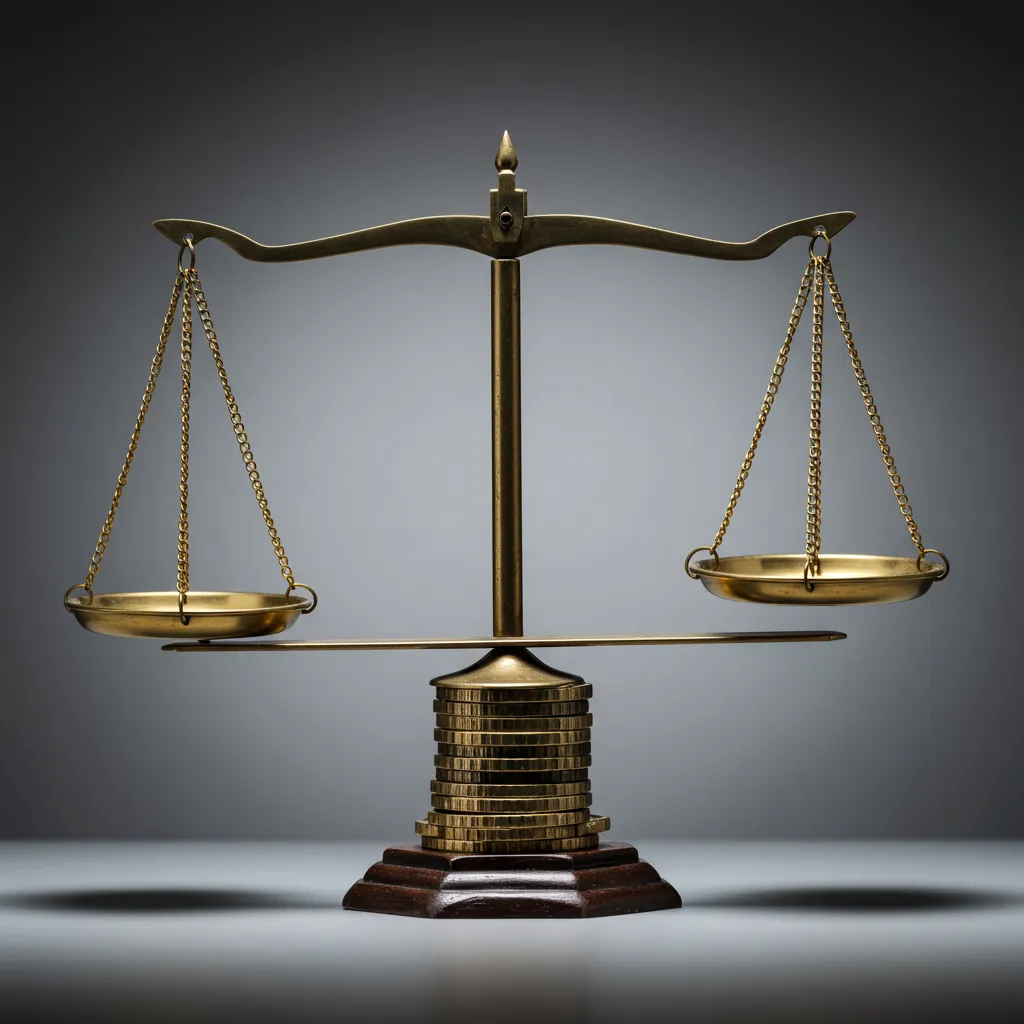Image symbolique d'une balance représentant l'équilibre entre avantages et limites d'une stratégie d'investissement