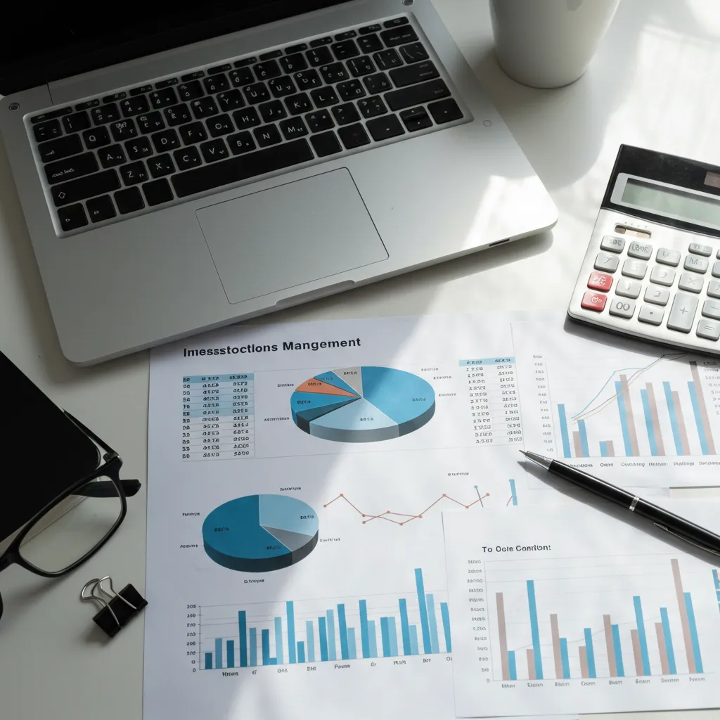 Composition plate montrant les outils pratiques d'investissement et de gestion de portefeuille