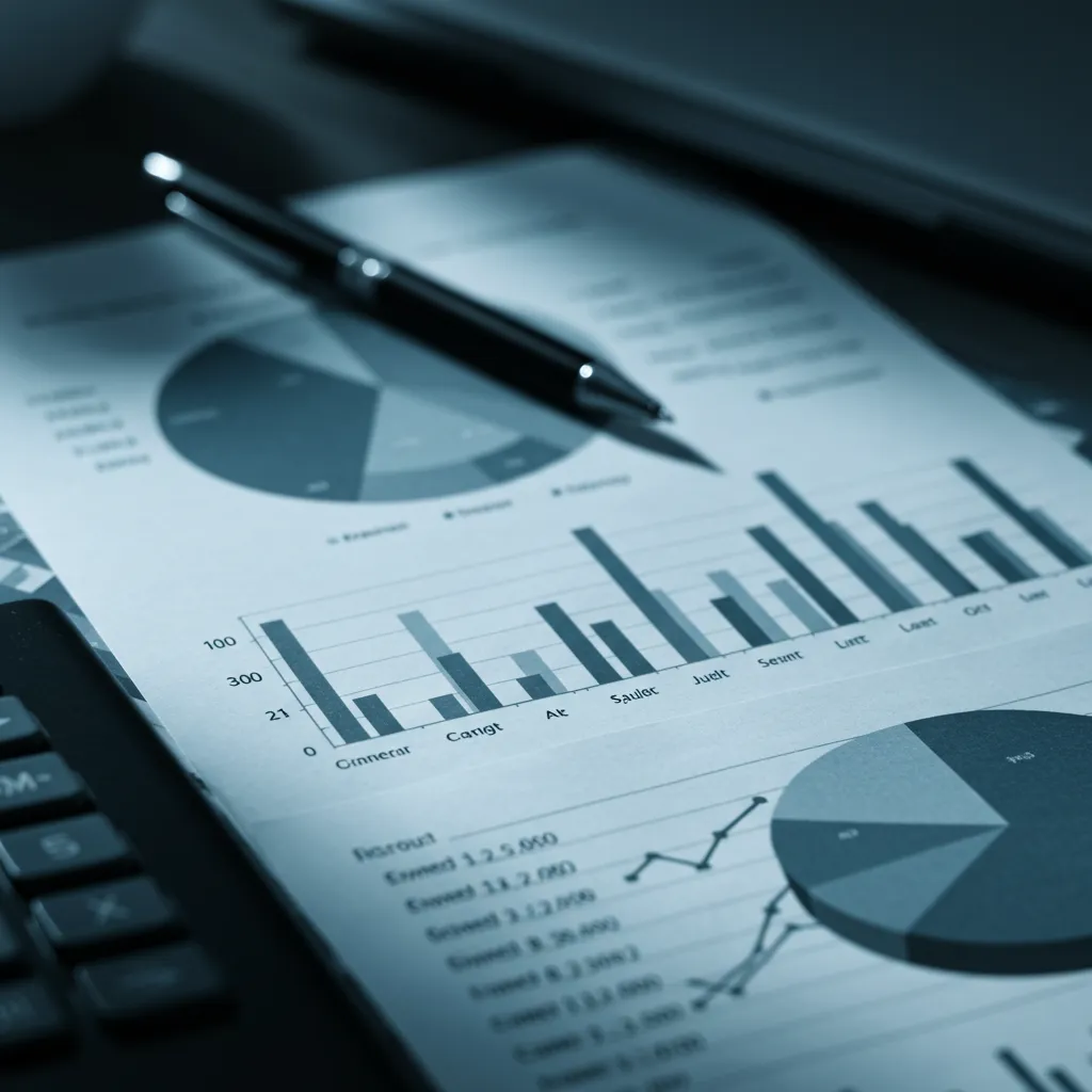 Gros plan sur des documents d'analyse de risque financier avec graphiques et données