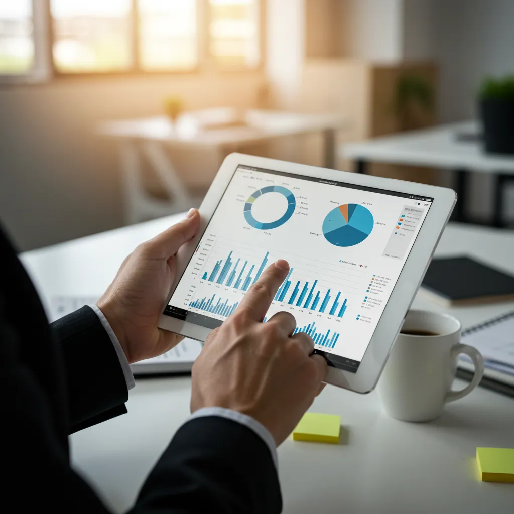Investisseur consultant des données financières sur une tablette pour choisir son enveloppe