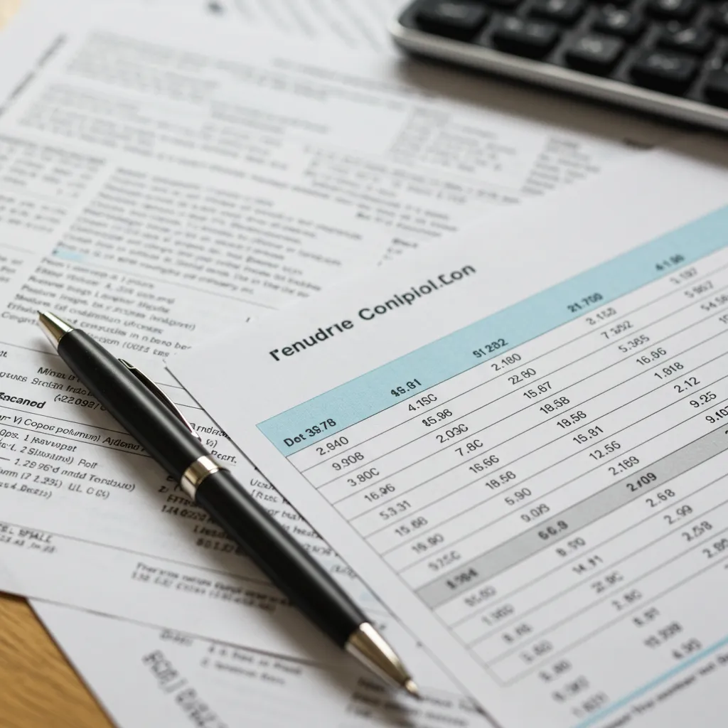 Gros plan sur des documents de comparaison fiscale et tableaux de simulation