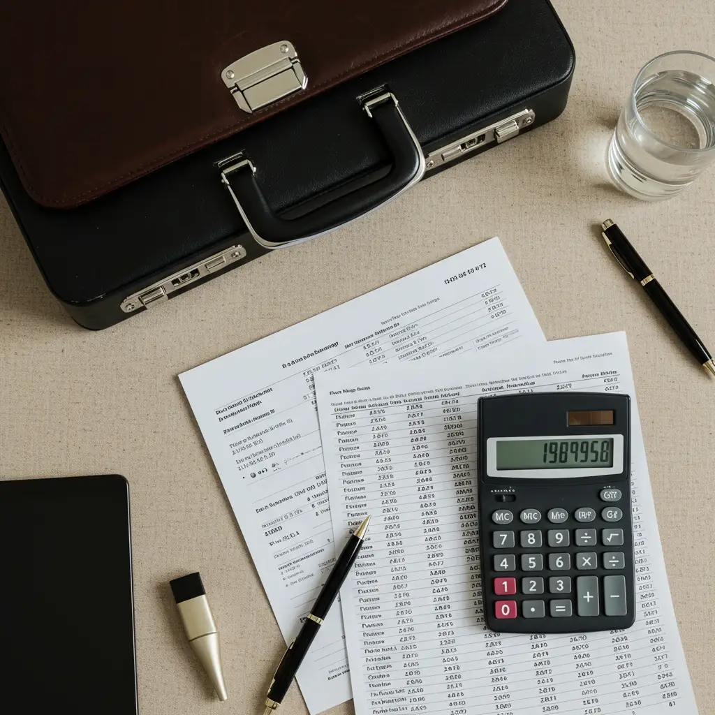 Composition photographique d'outils de planification financière et de documents fiscaux pour l'optimisation patrimoniale