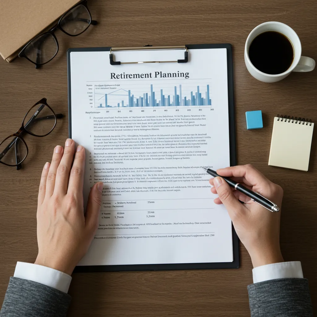 Planification de la retraite avec un document et un stylo