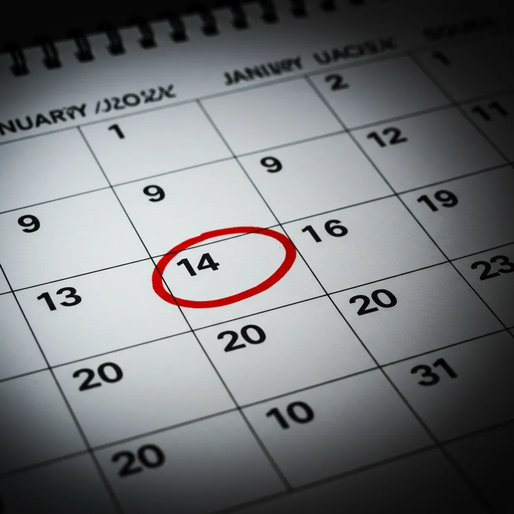 Gros plan sur un calendrier avec la date du 1er janvier 2027 entourée en rouge, symbolisant l'échéance de la réforme du cumul emploi-retraite