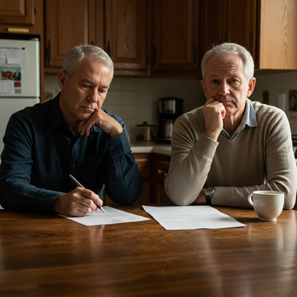 Couple discutant des avantages et inconvénients du rachat de trimestres