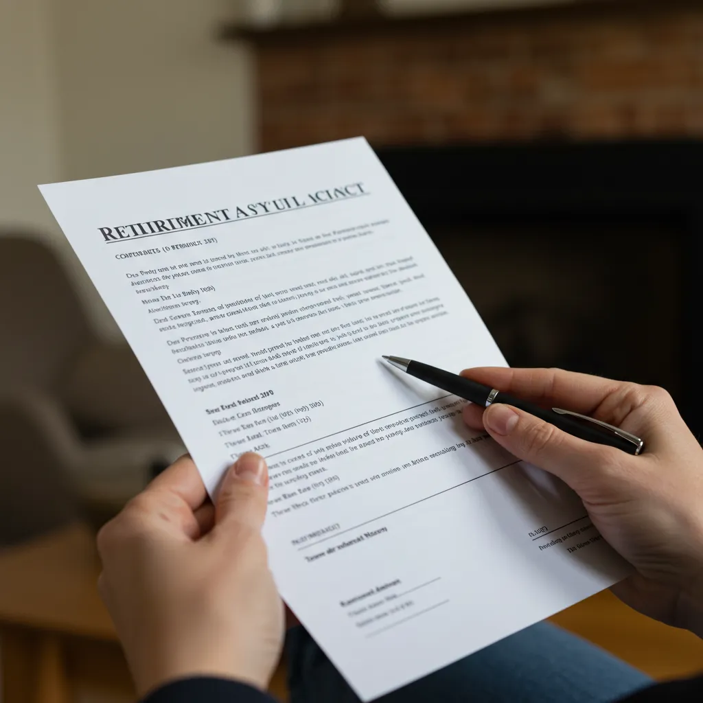 Un document de retraite et un stylo, symbolisant la protection sociale des aidants familiaux