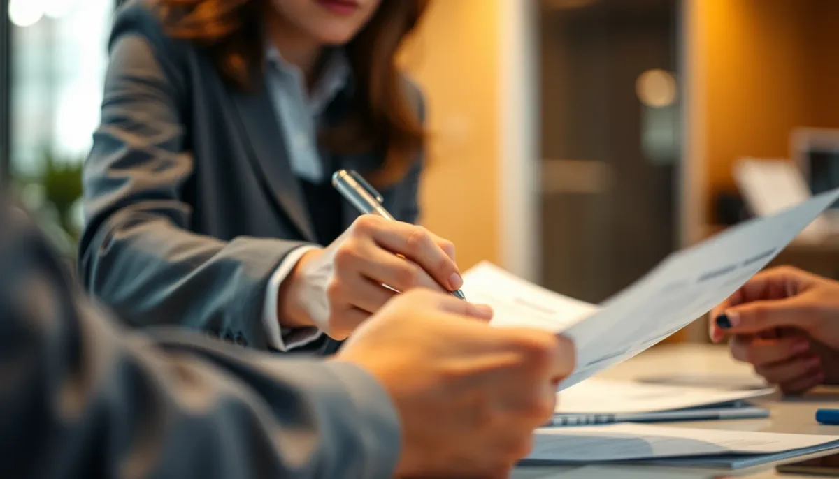 Conseiller financier examinant des documents avec un client, illustrant la consultation pour un dossier de crédit