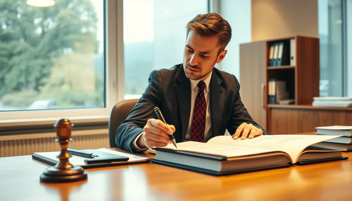 Professionnel du droit examinant des documents légaux pour sécuriser une transaction en viager
