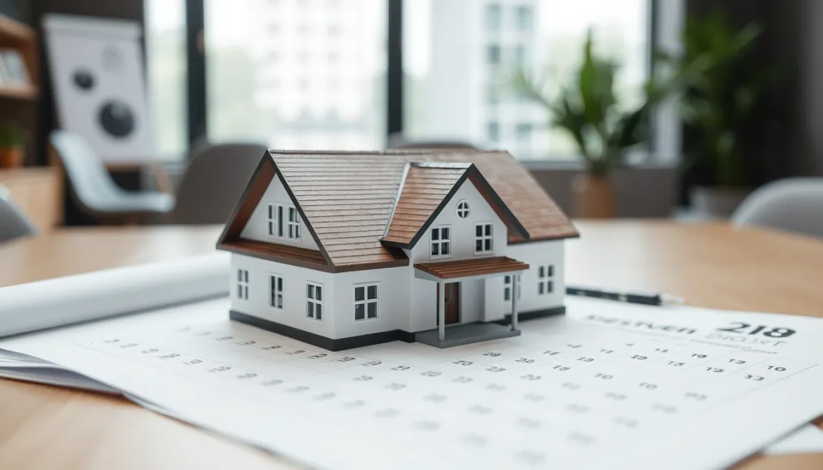 Concept de transmission immobilière et planification temporelle avec calendrier et documents